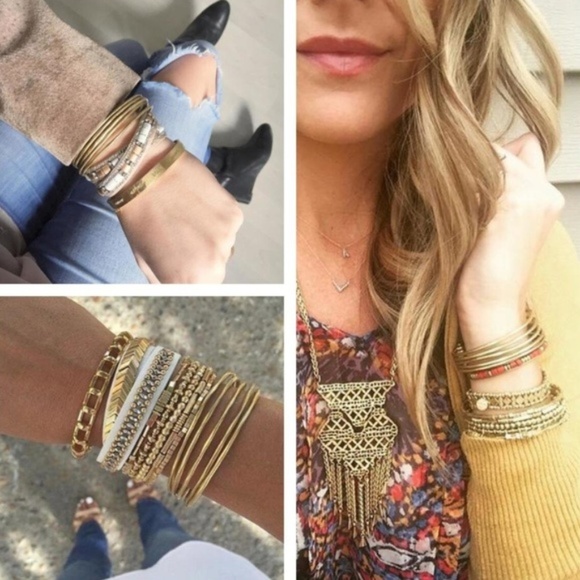 :: Stella & Dot⚜️GOLD Quinn Cuff Bracelet - Picture 2 of 5